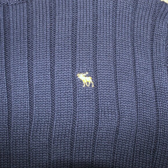 ABERCROMBIE & FITCH RIBBED TURTLENECK SWEATER COTTON/ACRYLIC NAVY BLUE LARGE, L - Picture 2 of 4